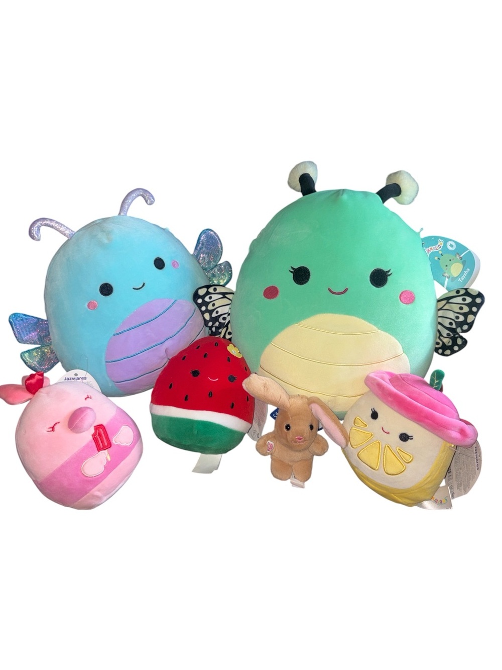Squishmallows Green & Light Blue Bug and Fruit Plush Bundle